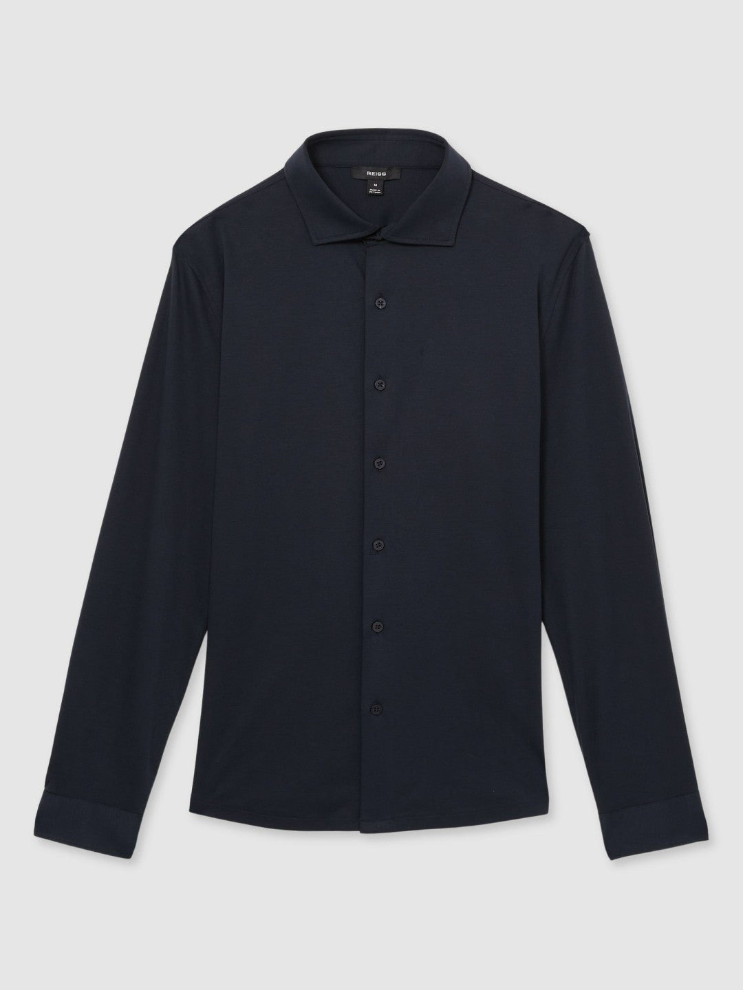 Cotton-Jersey Button-Through Shirt Navy | Mens