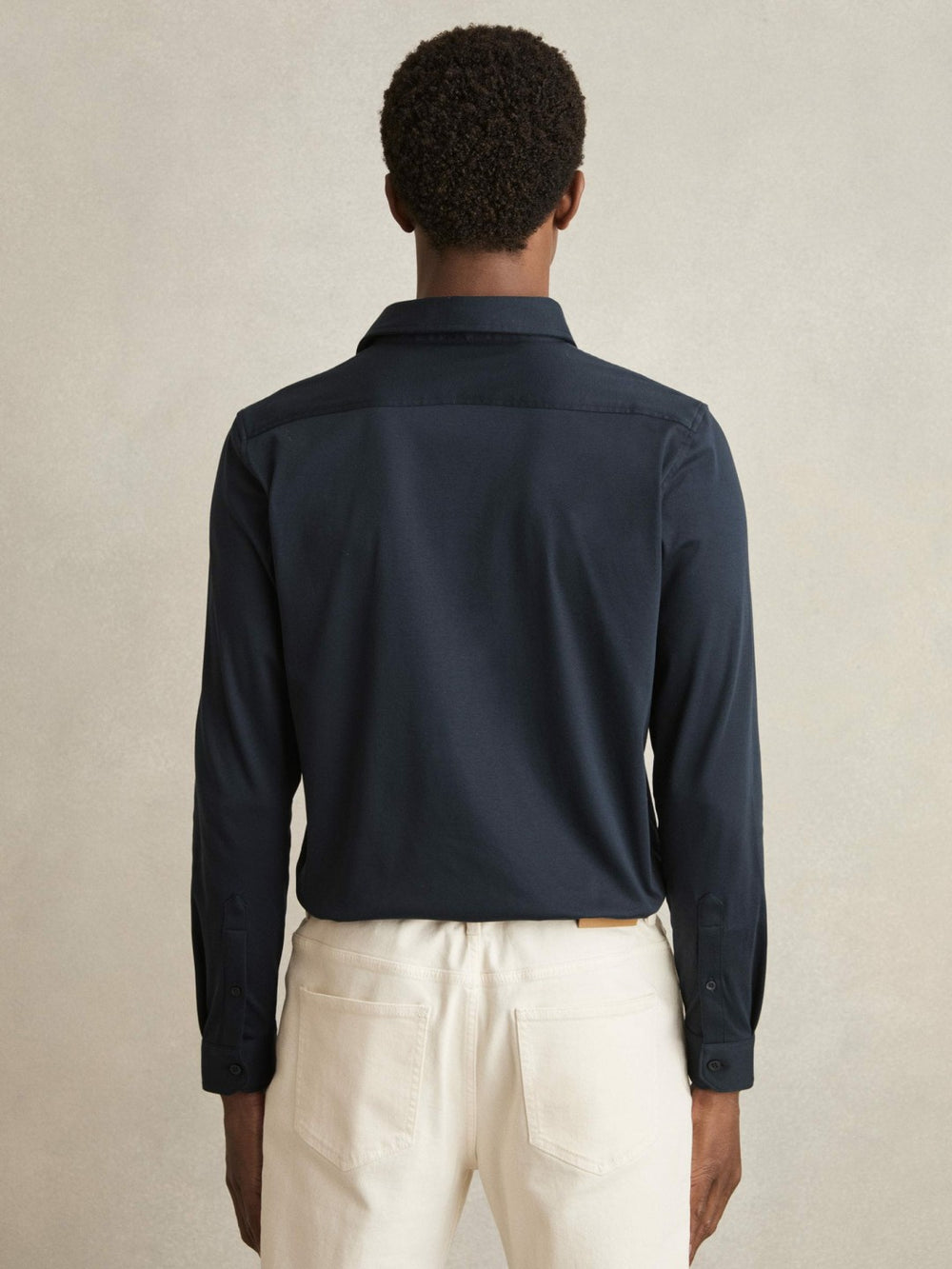 Cotton-Jersey Button-Through Shirt Navy | Mens