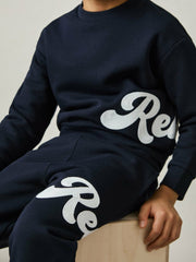 13-14 yrs Cotton-Blend Logo Script Joggers Navy | Children