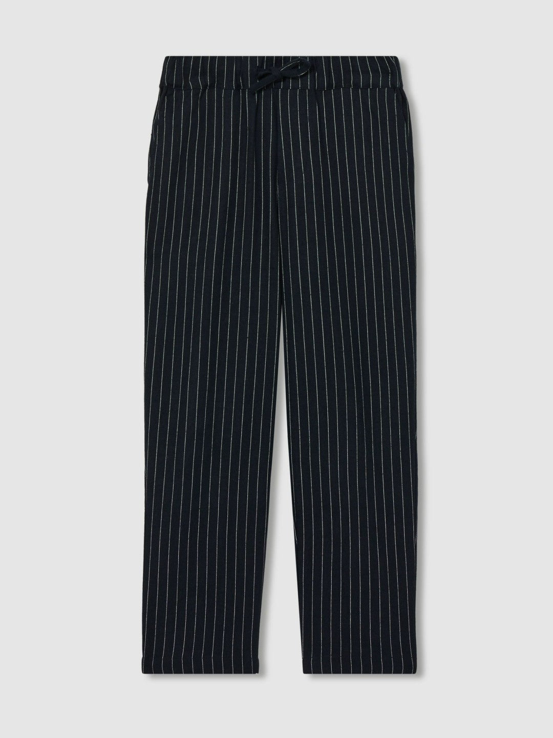 Linen-Blend Drawstring Trousers Navy Stripe | Children