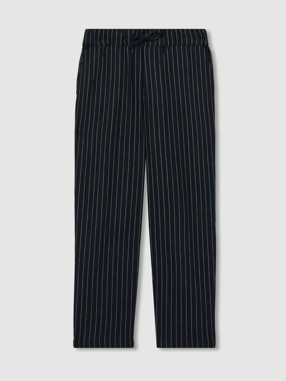 Linen-Blend Drawstring Trousers Navy Stripe | Children