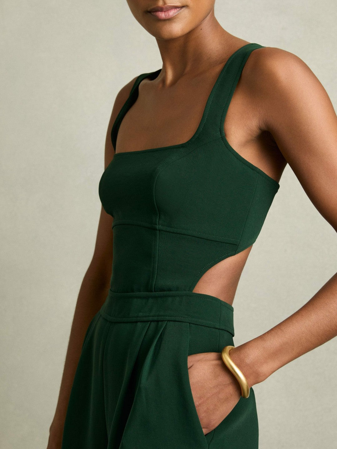 Wide-Leg Cut-Out Jumpsuit Green | Womens