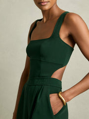 Wide-Leg Cut-Out Jumpsuit Green | Womens