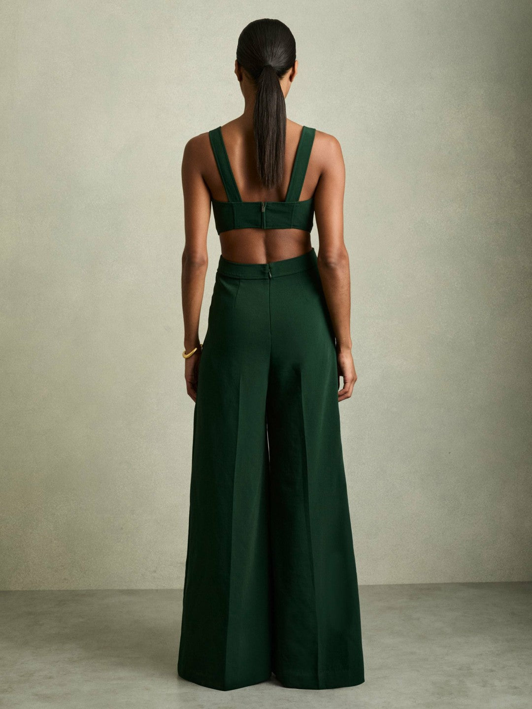 Wide-Leg Cut-Out Jumpsuit Green | Womens