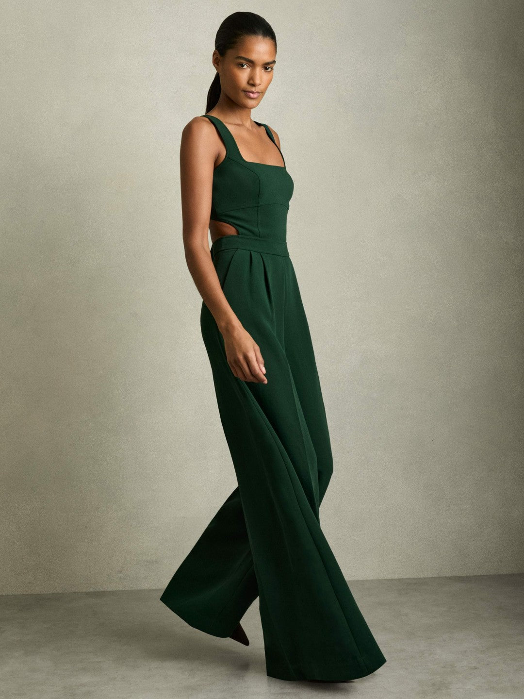 Wide-Leg Cut-Out Jumpsuit Green | Womens