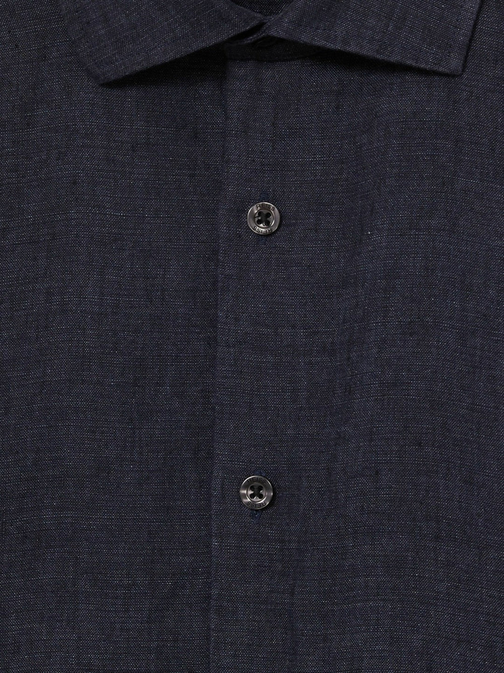 Slim Fit Linen Button-Through Shirt Navy | Mens