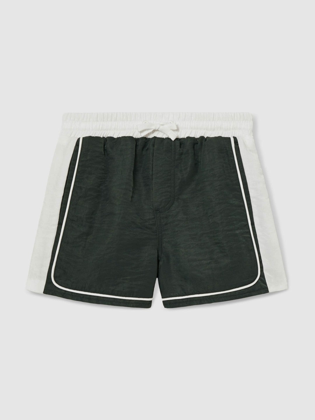 9-13 yrs Colour-Block Piped Swim Shorts Green/White | Children