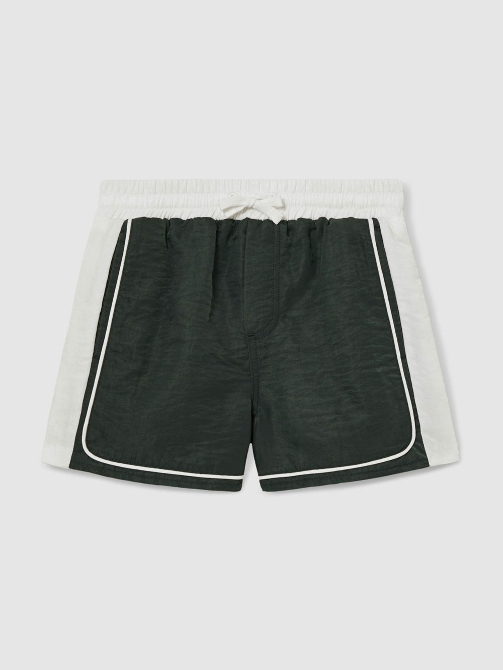 9-13 yrs Colour-Block Piped Swim Shorts Green/White | Children