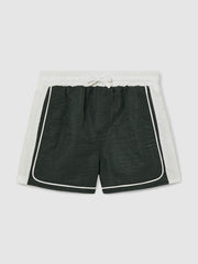 9-13 yrs Colour-Block Piped Swim Shorts Green/White | Children