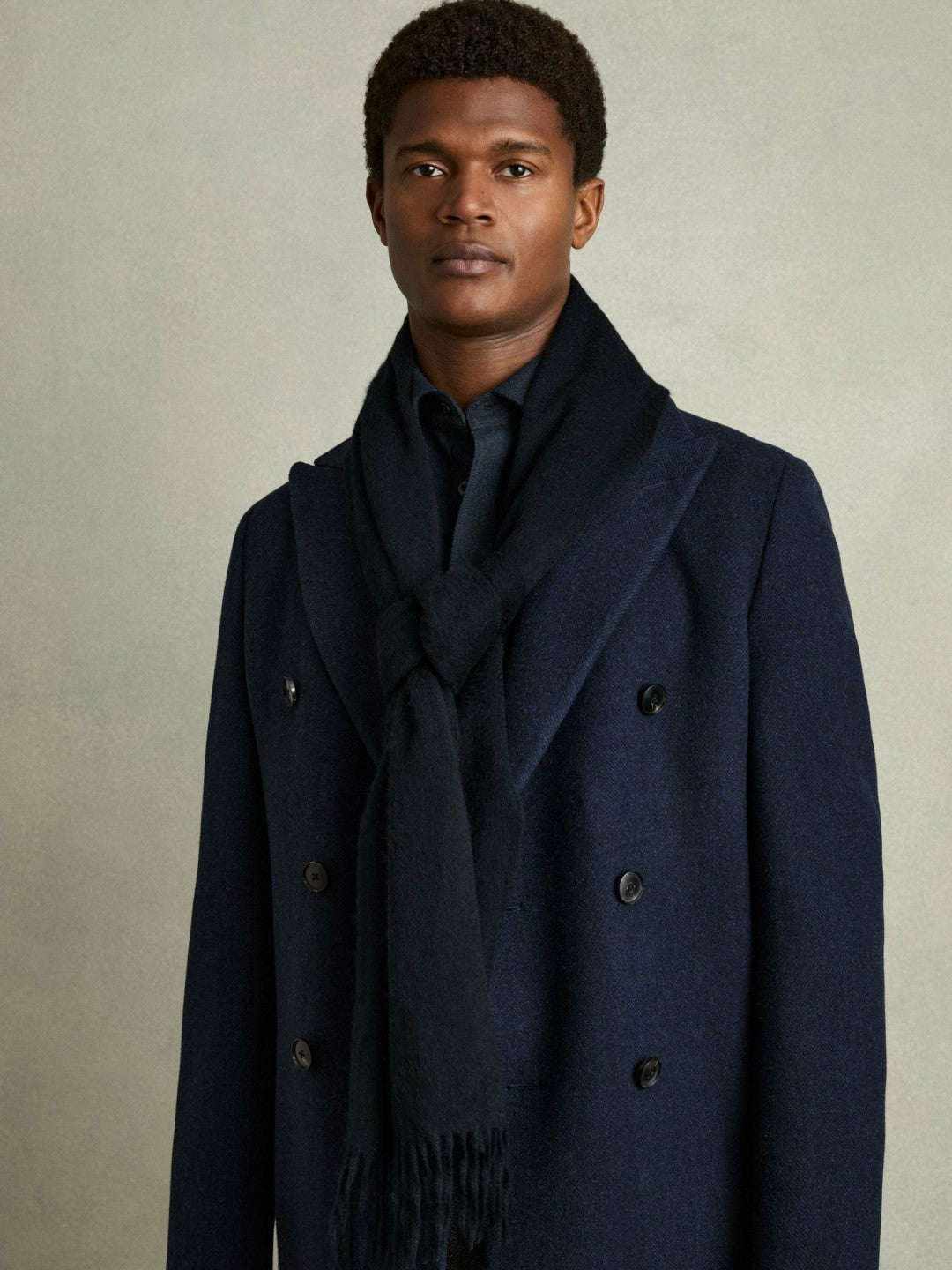 Wool and Cashmere Scarf Navy | Mens