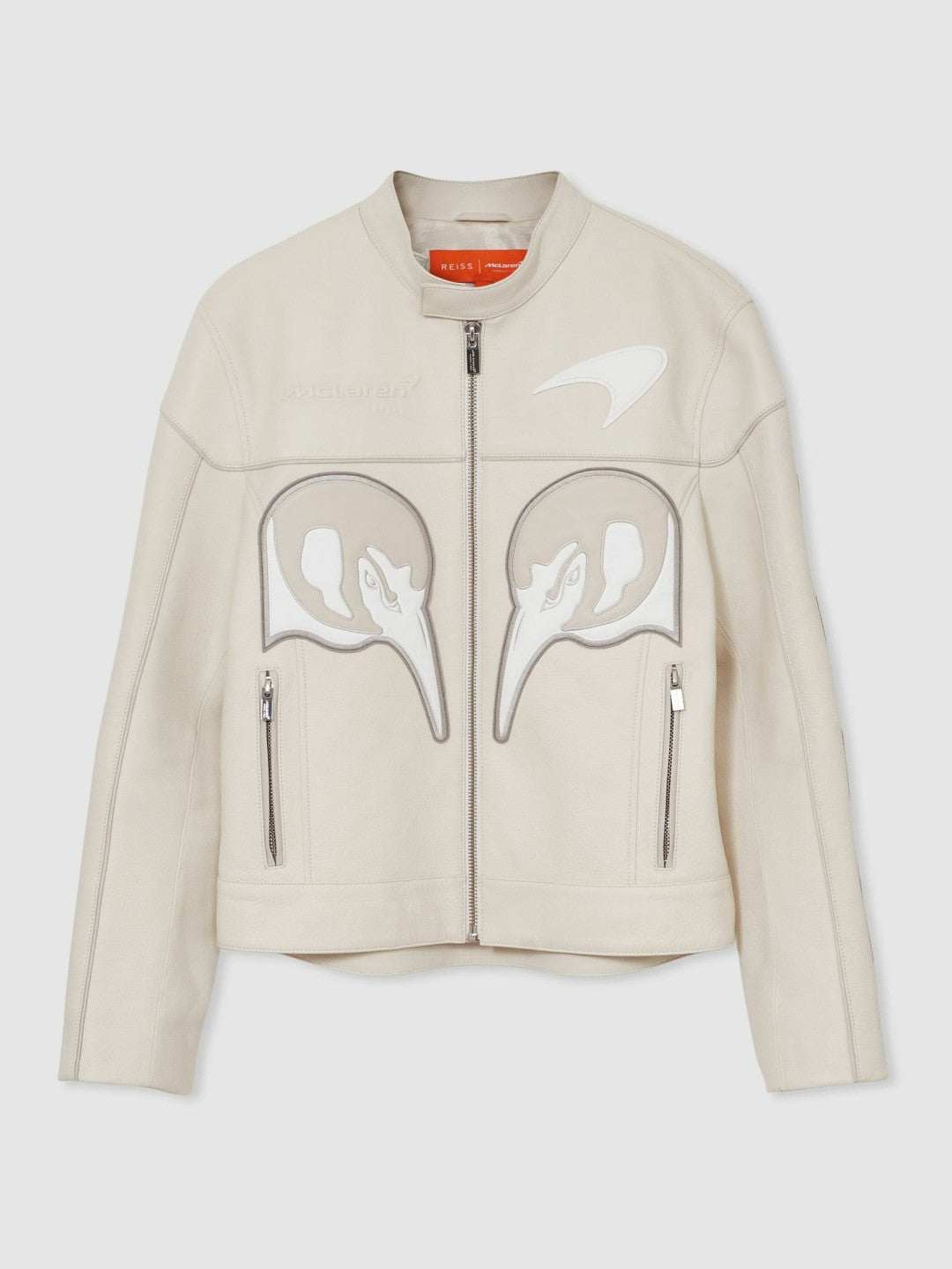 McLaren F1 Team Leather Biker Jacket Off White | Mens