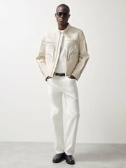 McLaren F1 Team Leather Biker Jacket Off White | Mens