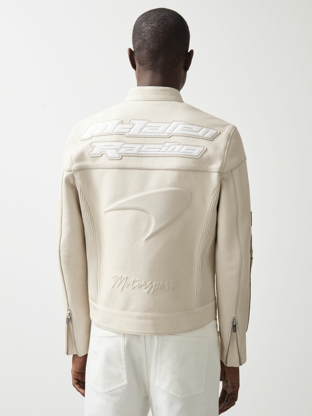 McLaren F1 Team Leather Biker Jacket Off White | Mens