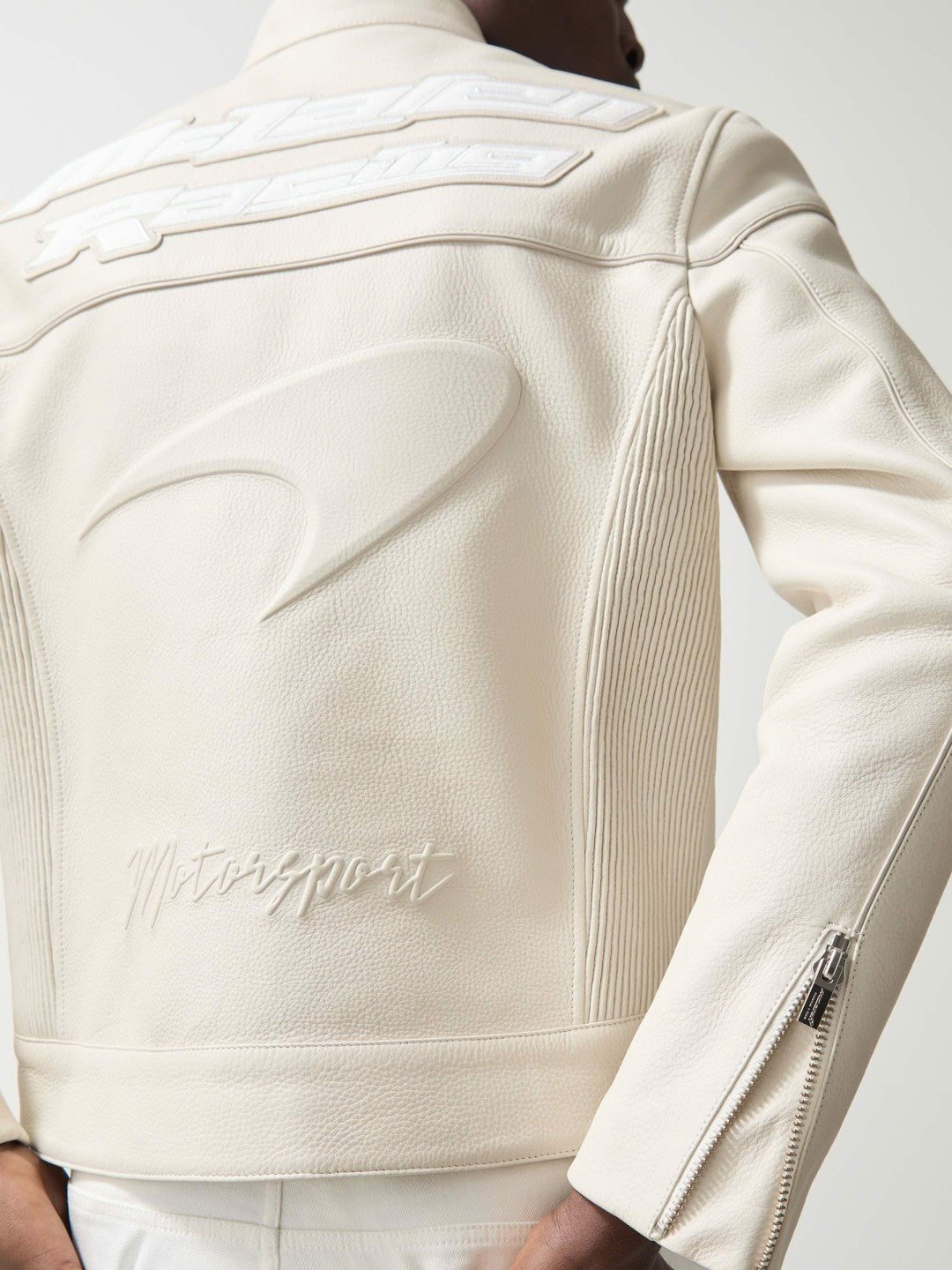 McLaren F1 Team Leather Biker Jacket Off White | Mens