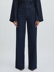 Paige High Rise Wide Leg Jeans Edinburgh Dark Blue | Womens
