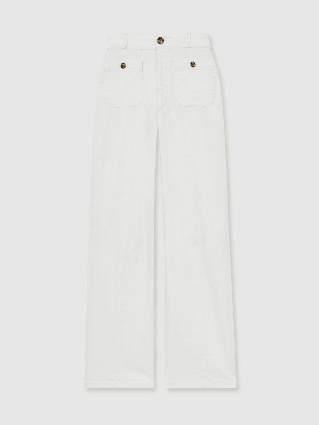 Paige Wide-Leg Patch Pocket Jeans Ecru | Womens
