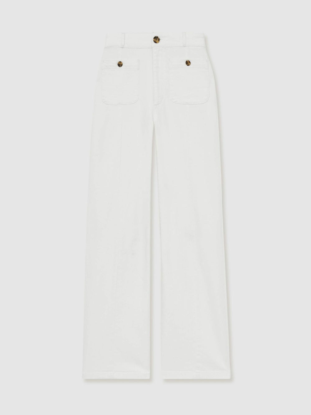 Paige Wide-Leg Patch Pocket Jeans Ecru | Womens