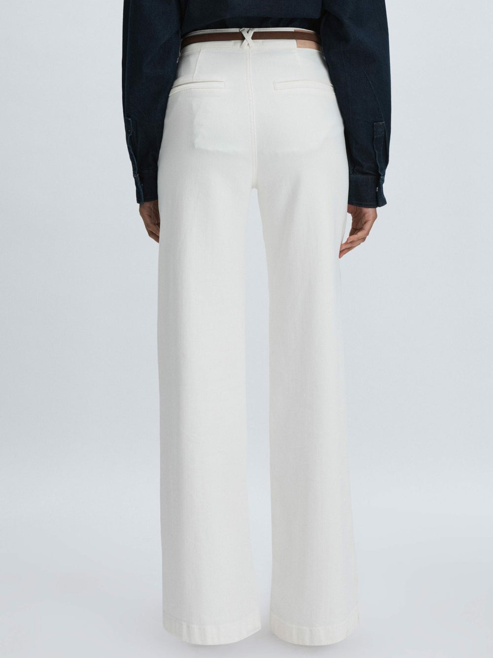 Paige Wide-Leg Patch Pocket Jeans Ecru | Womens