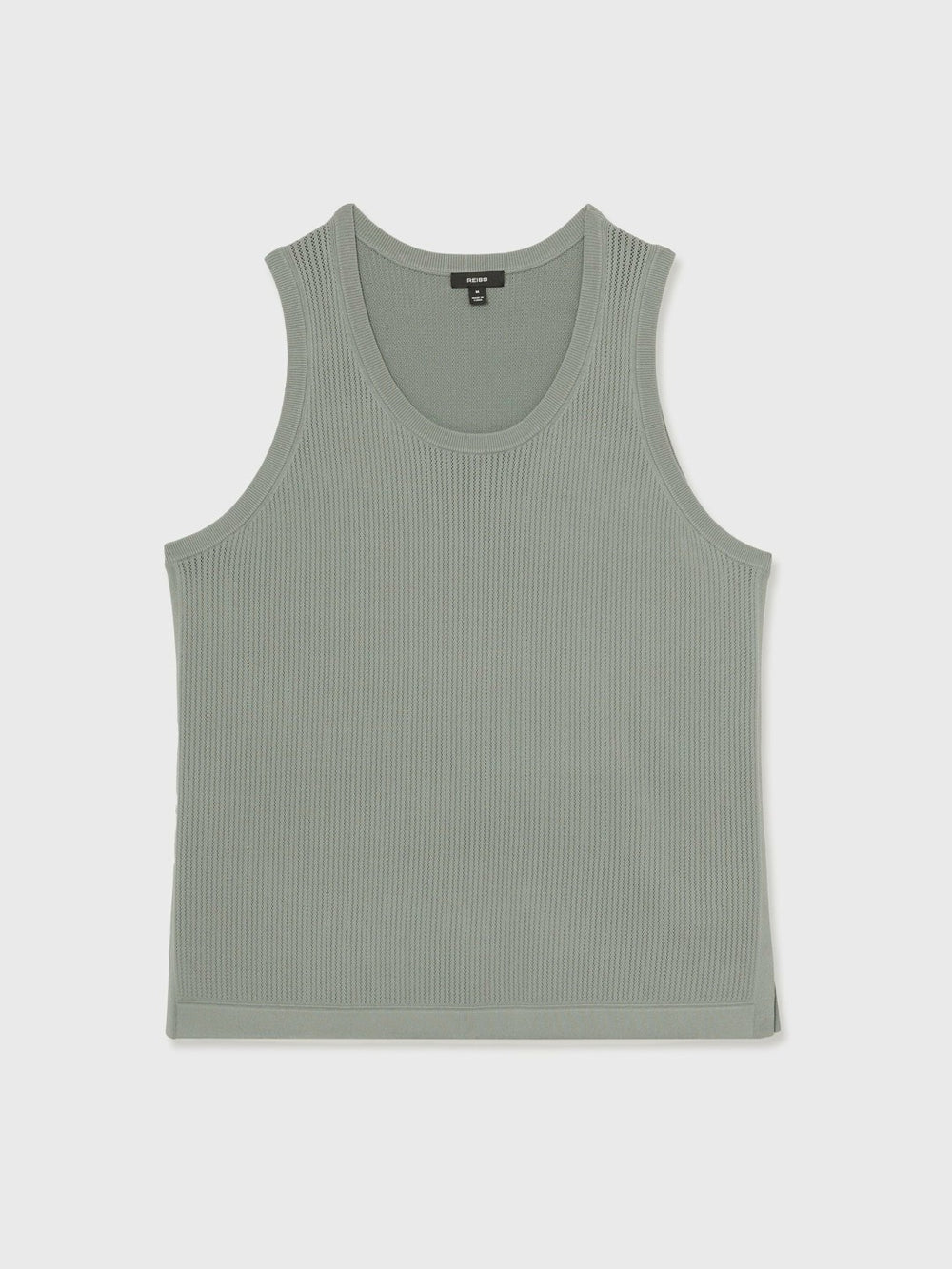 Textured Crew Neck Ribbed Vest Sage Green | Mens