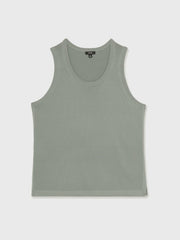 Textured Crew Neck Ribbed Vest Sage Green | Mens