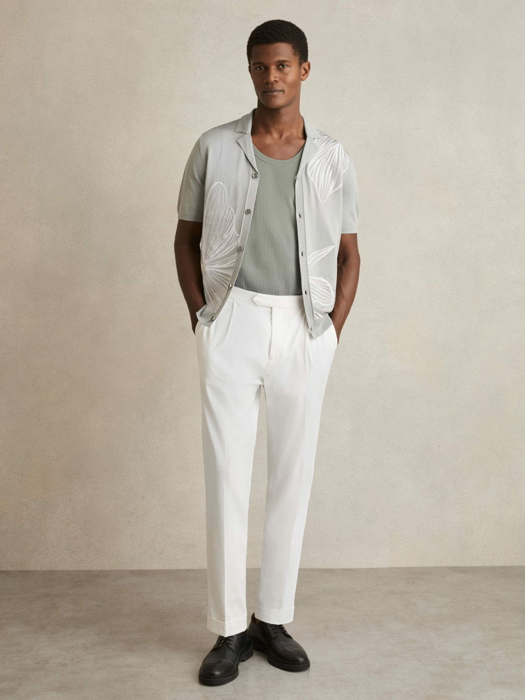 Textured Crew Neck Ribbed Vest Sage Green | Mens