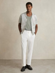 Textured Crew Neck Ribbed Vest Sage Green | Mens