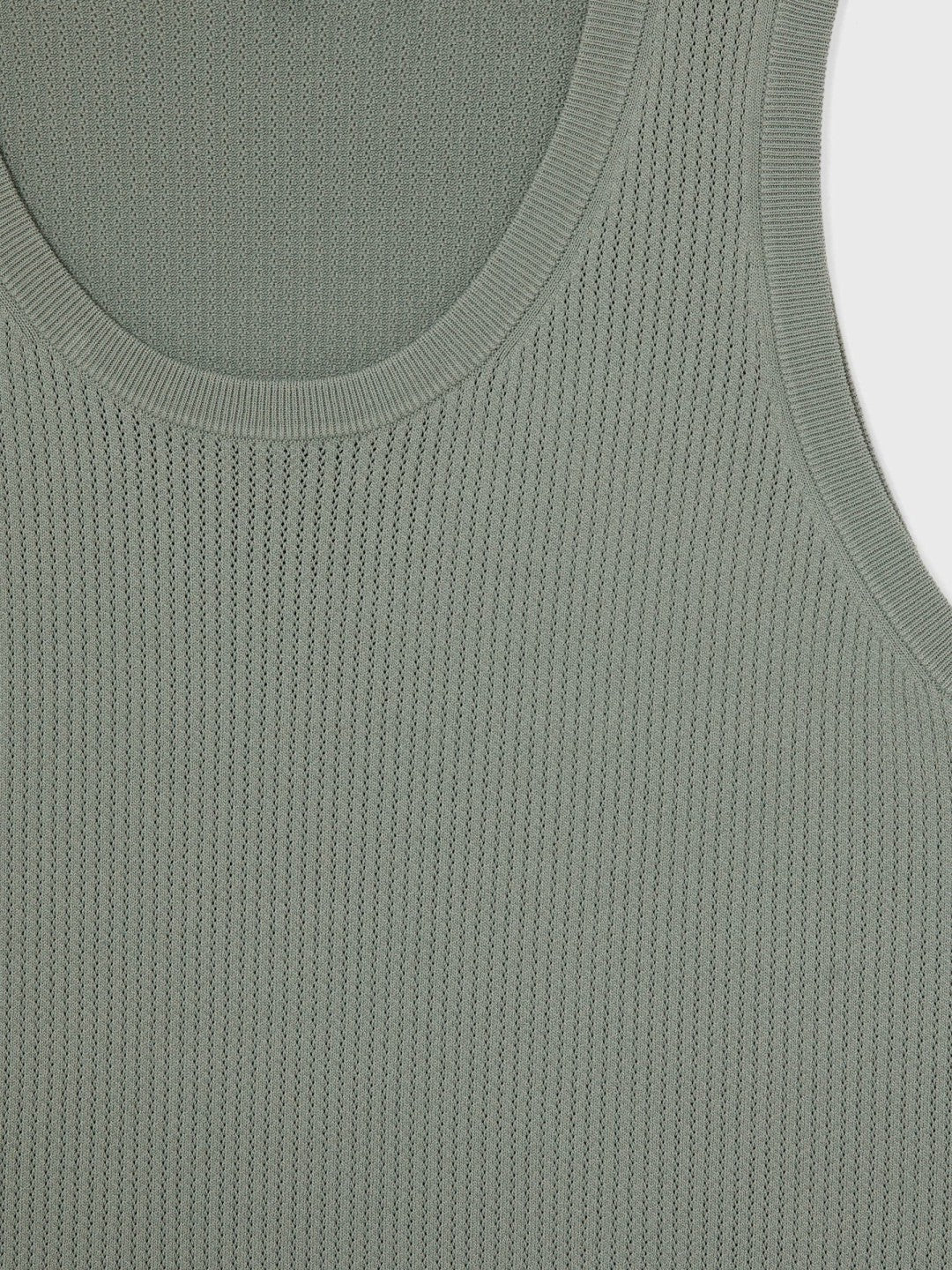 Textured Crew Neck Ribbed Vest Sage Green | Mens