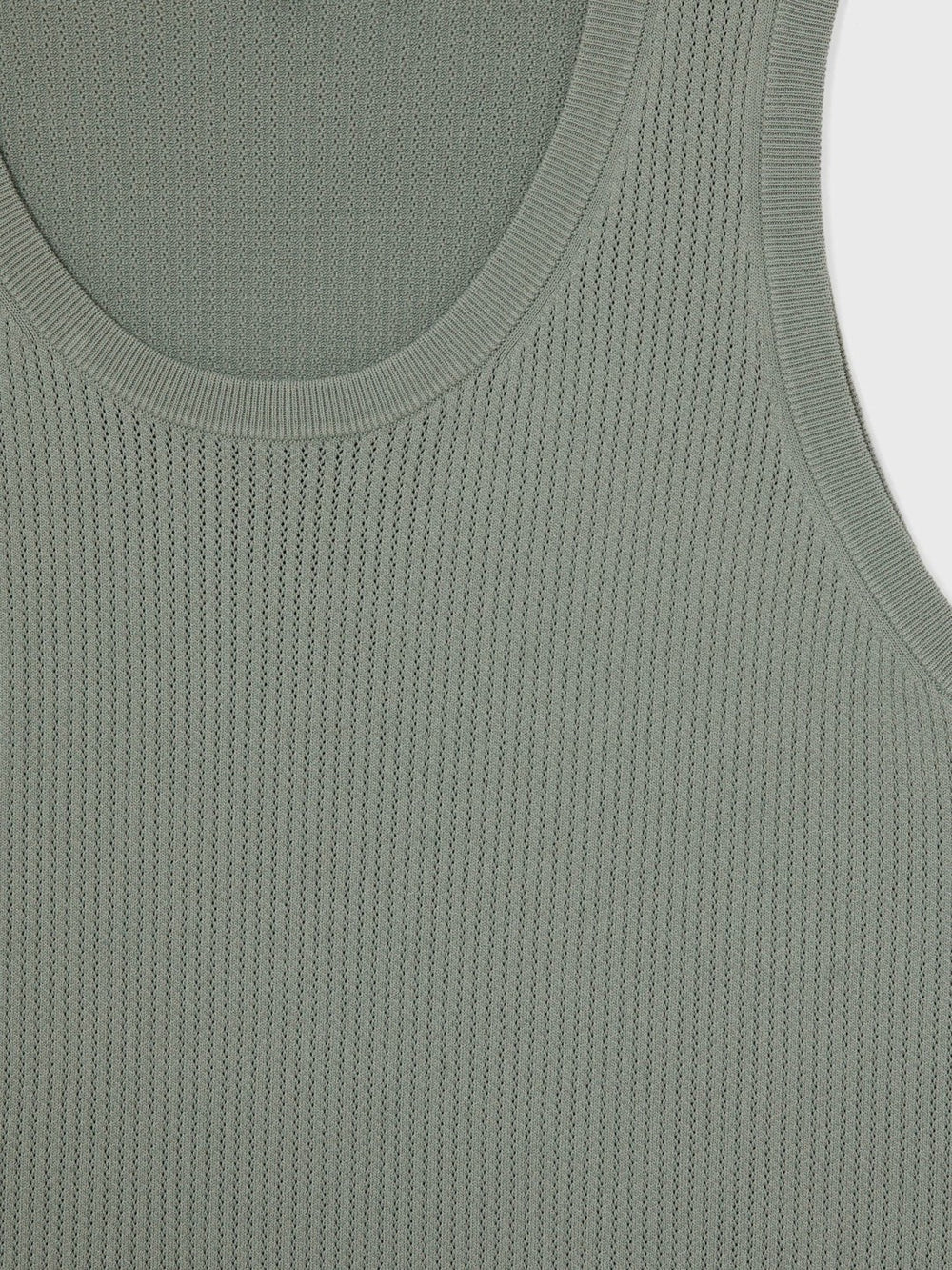 Textured Crew Neck Ribbed Vest Sage Green | Mens