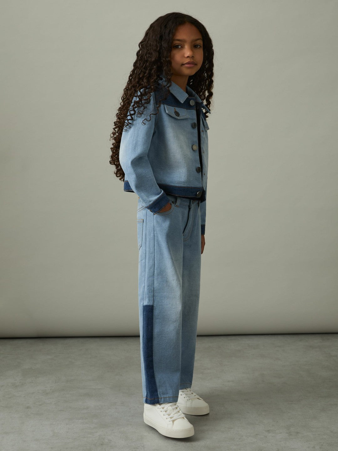 13-14 yrs Patchwork Denim Jeans Two-Tone Blue | Children