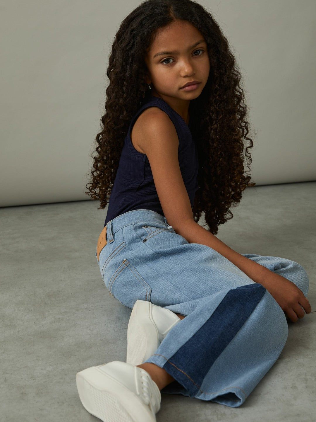 13-14 yrs Patchwork Denim Jeans Two-Tone Blue | Children