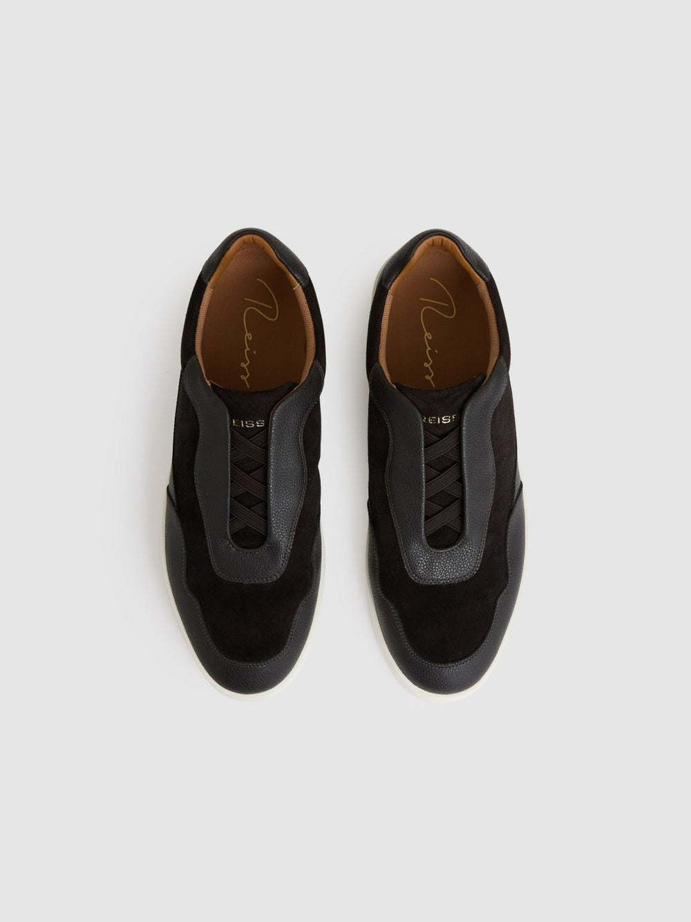Leather Elasticated-Lace Trainers Espresso Brown | Mens