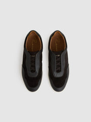 Leather Elasticated-Lace Trainers Espresso Brown | Mens