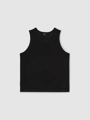 Textured Crew Neck Ribbed Vest Black | Mens