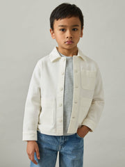 Cotton-Blend Work Jacket Off White | Children