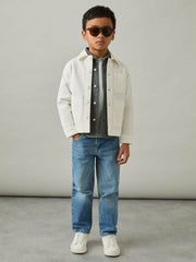 Cotton-Blend Work Jacket Off White | Children
