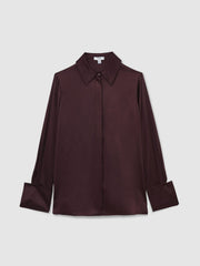 Silk Double-Cuff Button-Through Shirt Red | Womens