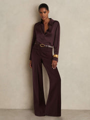 Silk Double-Cuff Button-Through Shirt Red | Womens