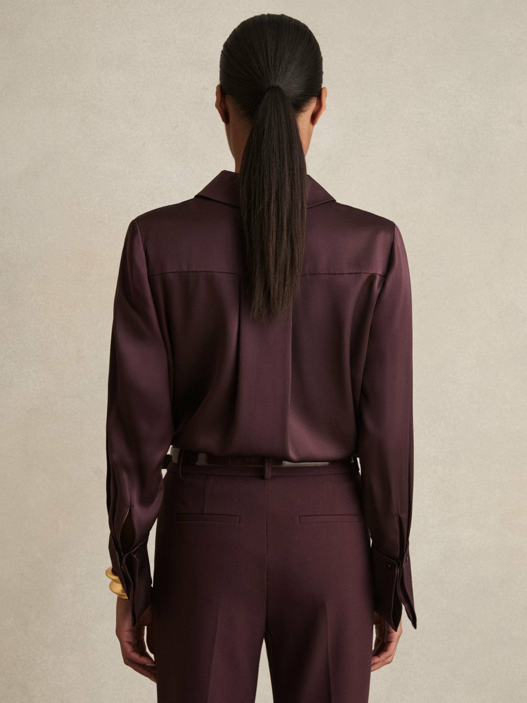 Silk Double-Cuff Button-Through Shirt Red | Womens