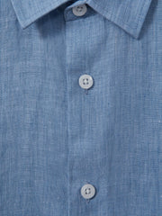 9-13 yrs Short Sleeve Linen Shirt Sky Blue | Children