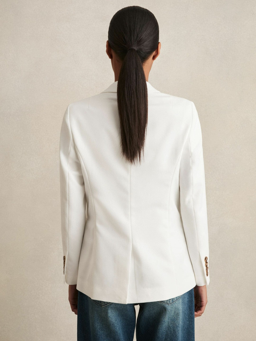 Double-Breasted Notch-Lapel Blazer White | Womens