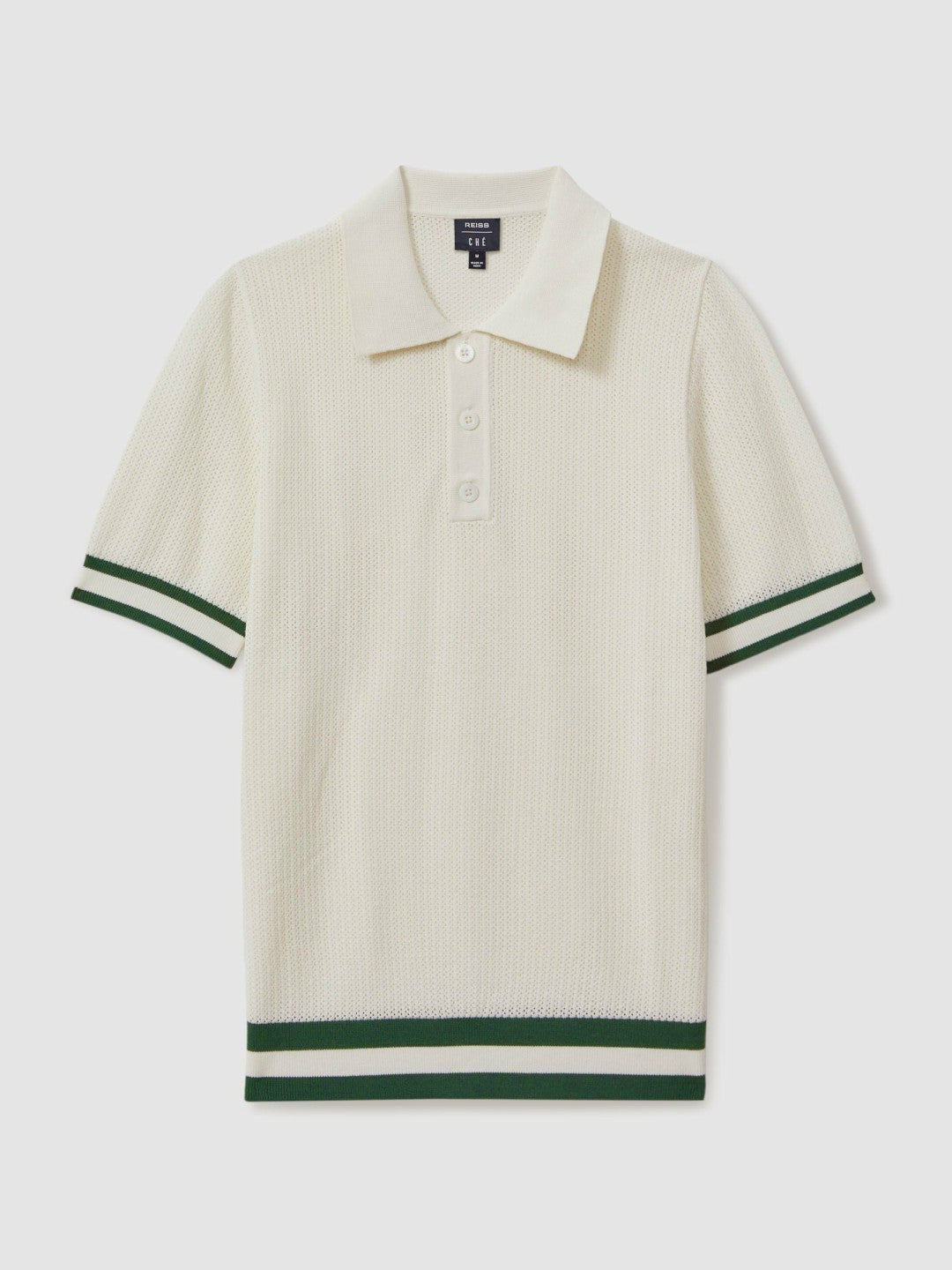 | Ché Knitted Half-Button Polo Shirt White | Mens