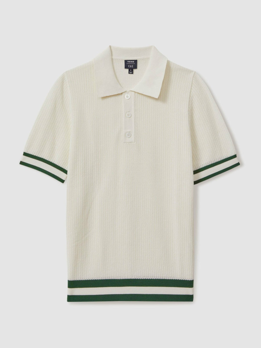 | Ché Knitted Half-Button Polo Shirt White | Mens