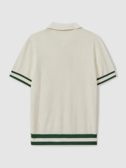 | Ché Knitted Half-Button Polo Shirt White | Mens