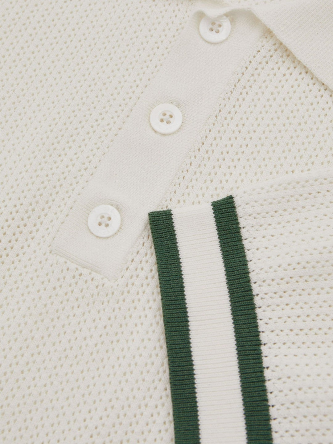 | Ché Knitted Half-Button Polo Shirt White | Mens