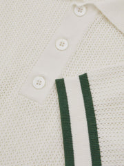 | Ché Knitted Half-Button Polo Shirt White | Mens