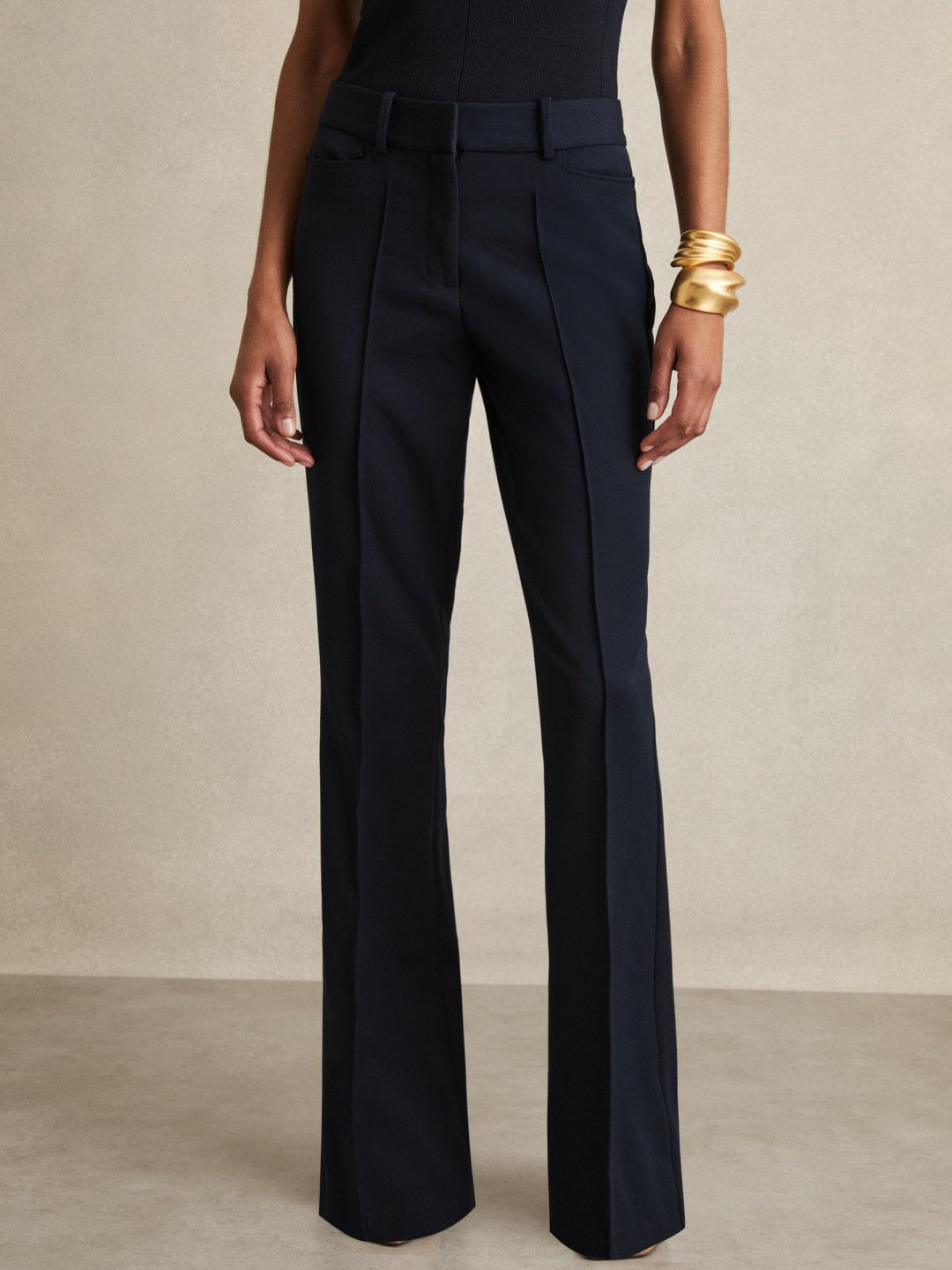Petite Flared Suit Trousers Navy | Womens
