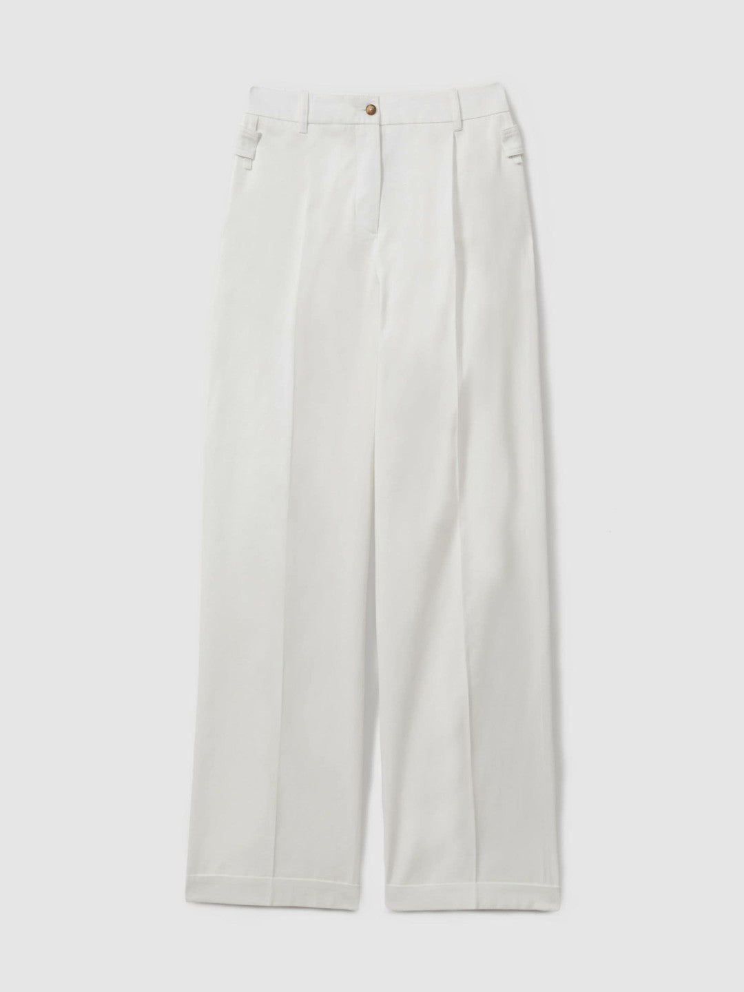 Cotton Wide Leg Suit Trousers White | Womens