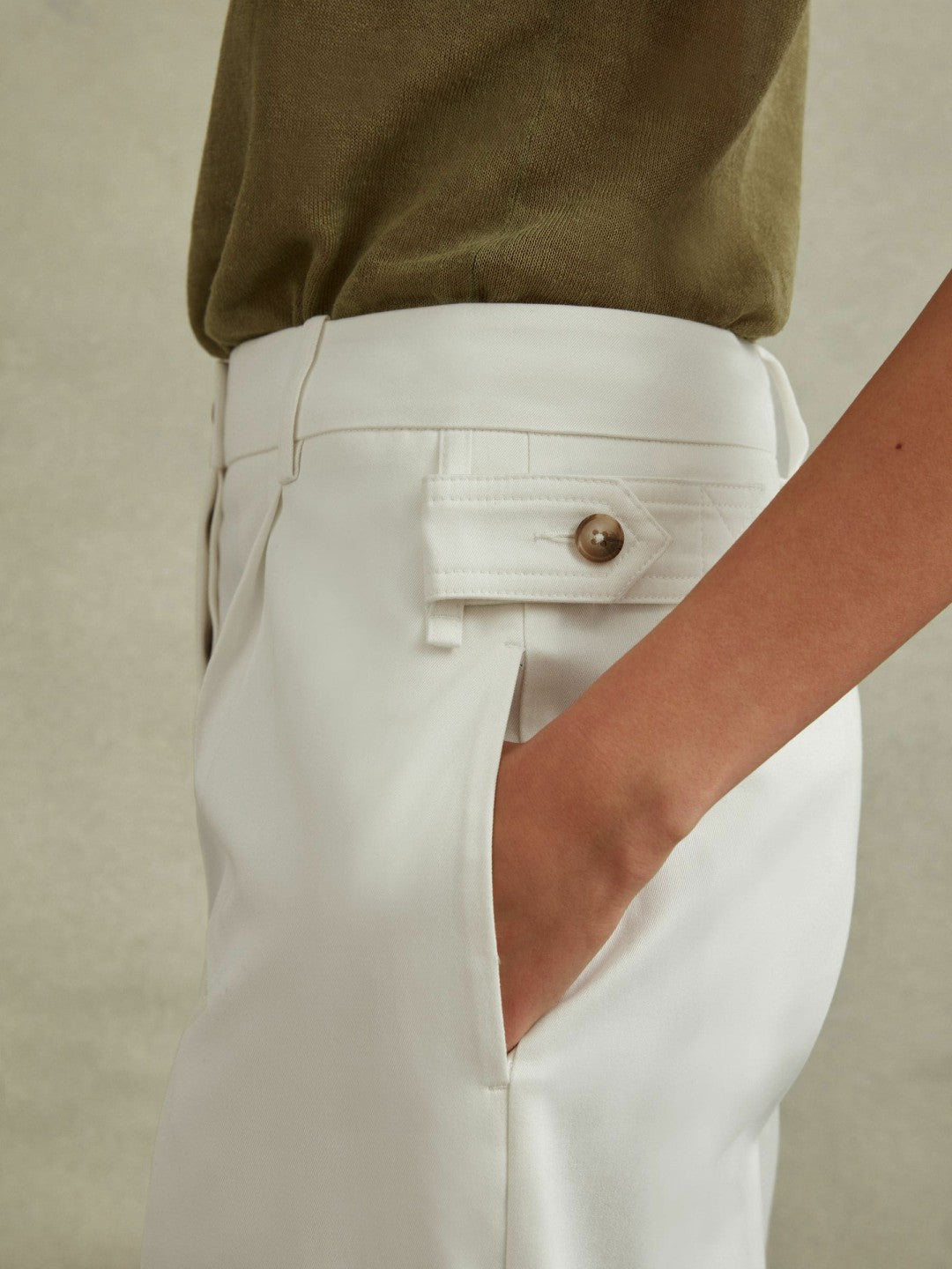 Cotton Wide Leg Suit Trousers White | Womens