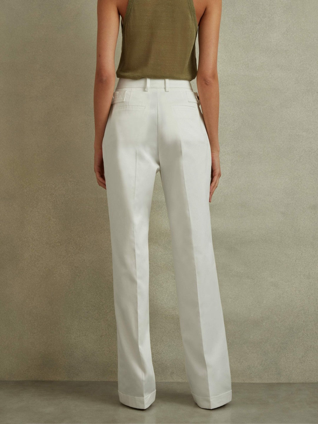 Cotton Wide Leg Suit Trousers White | Womens