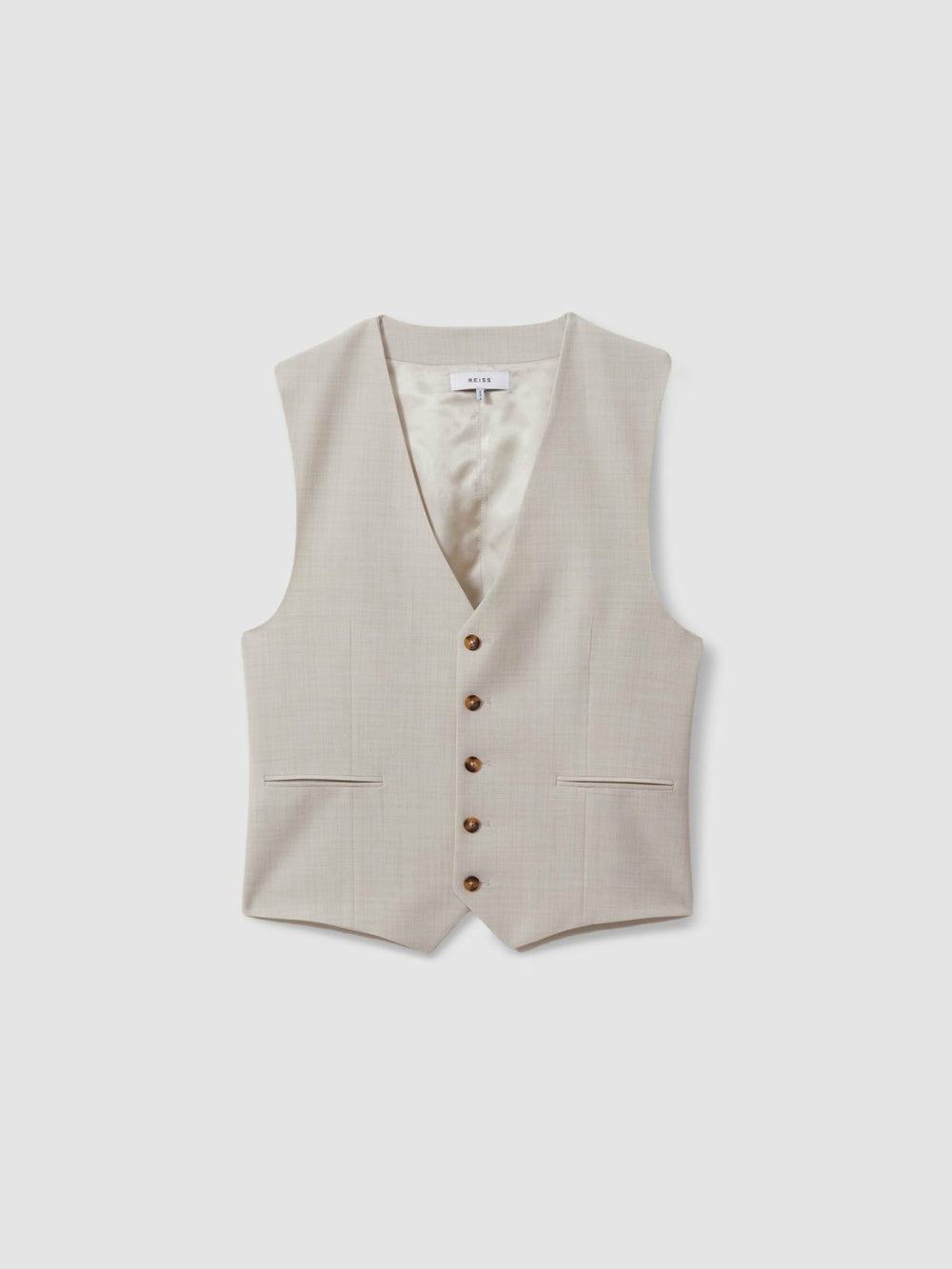 Slim Fit Single Breasted Waistcoat Stone | Mens